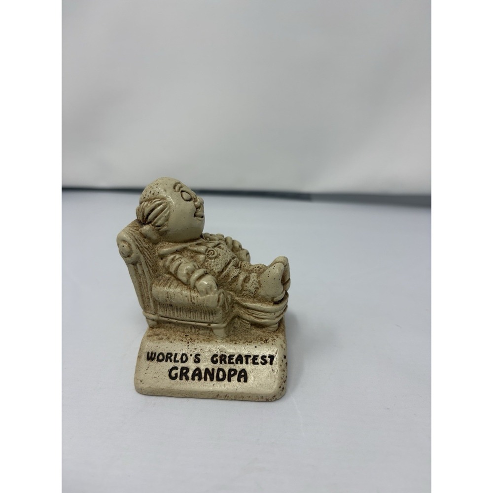 Vintage Paula Figurine World's Greatest Grandpa Nappping Chair Resin Retro 70's